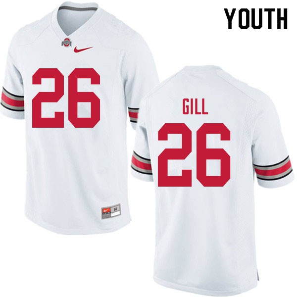 Ohio State Buckeyes #26 Jaelen Gill Youth Stitched Jersey White